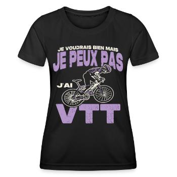Je peux pas j'ai VTT. - T-shirt sport Femme - noir - Devant - AI Model Female 172 light (172cm)