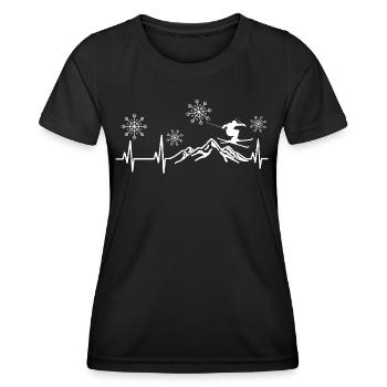 Heartbeat, Pulse, Skiing, Snow - Women's Functional T-Shirt - black - Front - AI Model Female 172 light (172cm)