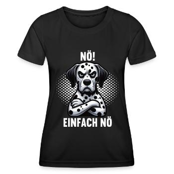 Nö Einfah Nö Dalmatiner Dalmatinerliebhaber Punkte - Frauen Funktions-T-Shirt - Schwarz - Vorne - AI Model Female 172 light (172cm)