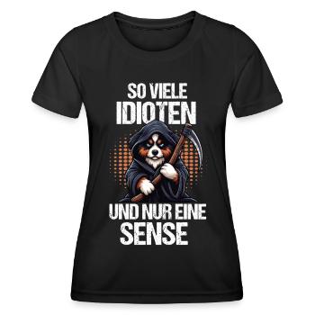 So Viele Idioten Australian Shepherd Aussie hund - Frauen Funktions-T-Shirt - Schwarz - Vorne - AI Model Female 172 light (172cm)