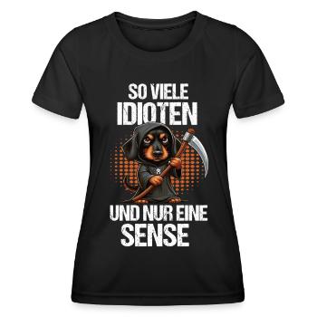 So Viele Idioten Dackel Dachshund Dackelbesitzer - Frauen Funktions-T-Shirt - Schwarz - Vorne - AI Model Female 172 light (172cm)