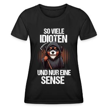 So Viele Idioten Australian Shepherd Aussie hund - Frauen Funktions-T-Shirt - Schwarz - Vorne - AI Model Female 172 light (172cm)