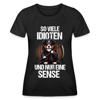 So Viele Idioten Australian Shepherd Aussie hund - Frauen Funktions-T-Shirt - Schwarz - Vorne - AI Model Female 172 light (172cm)