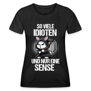 So Viele Idioten Kaninchen Hase Hasen langohr - Frauen Funktions-T-Shirt - Schwarz - Vorne - AI Model Female 172 light (172cm)