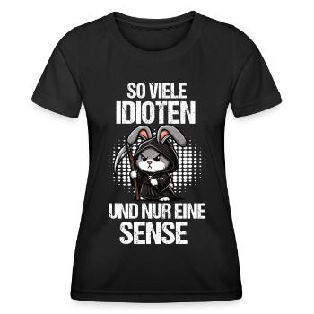 So Viele Idioten Kaninchen Hase Hasen langohr - Frauen Funktions-T-Shirt - Schwarz - Vorne - AI Model Female 172 light (172cm)