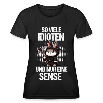 So Viele Idioten Kaninchen Hase Hasen langohr - Frauen Funktions-T-Shirt - Schwarz - Vorne - AI Model Female 172 light (172cm)