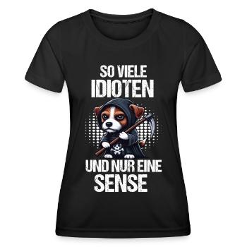 So Viele Idioten Jack Russel terrier Jackie - Frauen Funktions-T-Shirt - Schwarz - Vorne - AI Model Female 172 light (172cm)