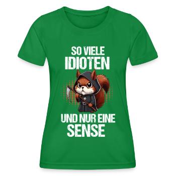 So Viele Idioten Eichhörnchen Eichhorn Nager - Frauen Funktions-T-Shirt - Kelly Green - Vorne - AI Model Female 172 dark (172cm)