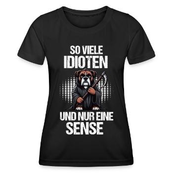 So Viele Idioten Boxer Boxerhalter Boxerliebhaber - Frauen Funktions-T-Shirt - Schwarz - Vorne - AI Model Female 172 light (172cm)