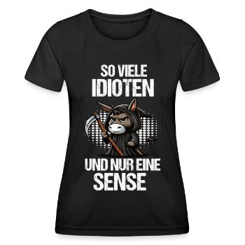 So Viele Idioten Esel Eselchen Eselhalter Muli - Frauen Funktions-T-Shirt - Schwarz - Vorne - AI Model Female 172 light (172cm)