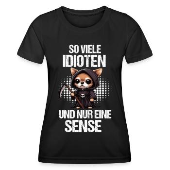 So Viele Idioten Chihuahua Chihuahuabesitzer Chis - Frauen Funktions-T-Shirt - Schwarz - Vorne - AI Model Female 172 light (172cm)