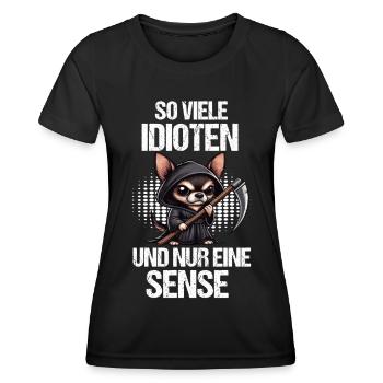 So Viele Idioten Chihuahua Chihuahuabesitzer Chis - Frauen Funktions-T-Shirt - Schwarz - Vorne - AI Model Female 172 light (172cm)