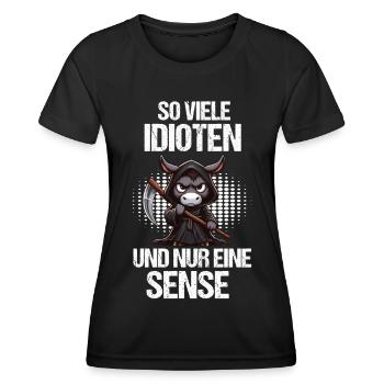 So Viele Idioten Esel Eselchen Eselhalter Muli - Frauen Funktions-T-Shirt - Schwarz - Vorne - AI Model Female 172 light (172cm)
