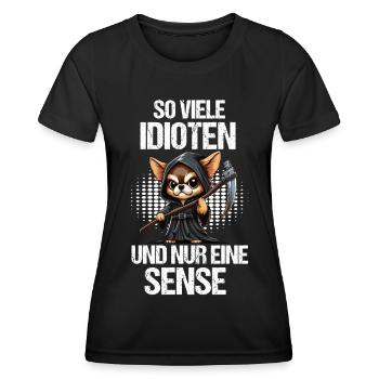 So Viele Idioten Chihuahua Chihuahuabesitzer Chis - Frauen Funktions-T-Shirt - Schwarz - Vorne - AI Model Female 172 light (172cm)