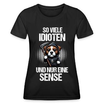 So Viele Idioten Jack Russel terrier Jackie - Frauen Funktions-T-Shirt - Schwarz - Vorne - AI Model Female 172 light (172cm)