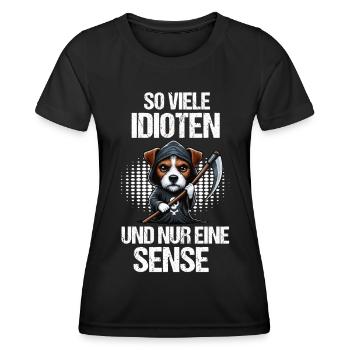 So Viele Idioten Jack Russel terrier Jackie - Frauen Funktions-T-Shirt - Schwarz - Vorne - AI Model Female 172 light (172cm)