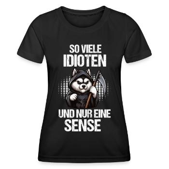 So Viele Idioten Husky Huskybesitzer Huskyhalter - Frauen Funktions-T-Shirt - Schwarz - Vorne - AI Model Female 172 light (172cm)