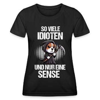 So Viele Idioten Jack Russel terrier Jackie - Frauen Funktions-T-Shirt - Schwarz - Vorne - AI Model Female 172 light (172cm)