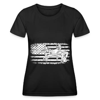 Bench Press USA Flag - - T-shirt sport Femme - noir - Devant - AI Model Female 172 light (172cm)