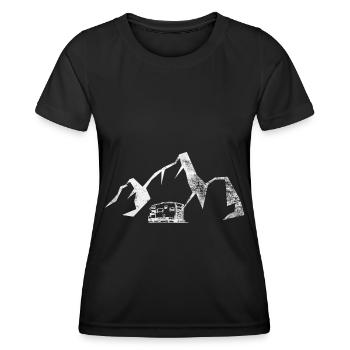 Berg - Campingwagen - (2) - Frauen Funktions-T-Shirt - Schwarz - Vorne - AI Model Female 172 light (172cm)