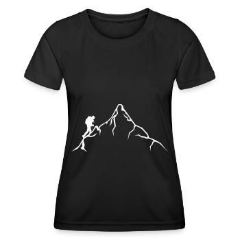 Mountains - Hiking - (19) - Women's Functional T-Shirt - black - Front - AI Model Female 172 light (172cm)