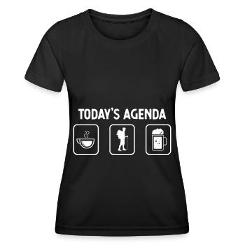 Today's agenda - Beer - Hiking - - Women's Functional T-Shirt - black - Front - AI Model Female 172 light (172cm)