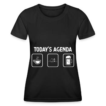 Heutige Tagesordnung - Bier - Campingzelt - - Frauen Funktions-T-Shirt - Schwarz - Vorne - AI Model Female 172 light (172cm)