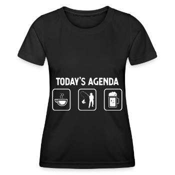Today's agenda - Beer - Fishing - - Women's Functional T-Shirt - black - Front - AI Model Female 172 light (172cm)