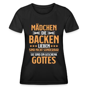 Bäcker Backen Bäckerin Bäckerei Baker Baking - Frauen Funktions-T-Shirt - Schwarz - Vorne - AI Model Female 172 light (172cm)