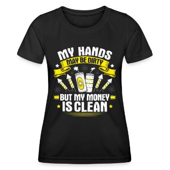 Pyrotechnicien Feux d’artifice Pyrotechnie Pyrotechnicien - T-shirt sport Femme - noir - Devant - AI Model Female 172 light (172cm)