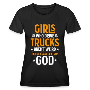 Truck Driver Truck Driver Professional Driver Trucker - Women's Functional T-Shirt - black - Front - AI Model Female 172 light (172cm)