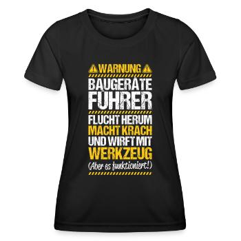 Baugeräteführer Kranführer Baggerfahrer Baugeräte - Frauen Funktions-T-Shirt - Schwarz - Vorne - AI Model Female 172 light (172cm)