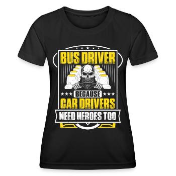 Busfahrer Bus Driver Busman Schulbusfahrer - Frauen Funktions-T-Shirt - Schwarz - Vorne - AI Model Female 172 light (172cm)