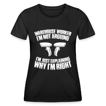 Fachkraft für Lagerlogistik Warehouse Worker Lager - Frauen Funktions-T-Shirt - Schwarz - Vorne - AI Model Female 172 light (172cm)