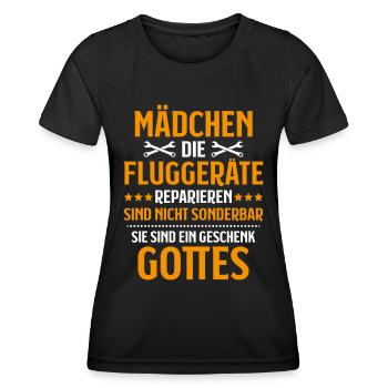 Fluggerätmechaniker Aircraft Mechanic - Frauen Funktions-T-Shirt - Schwarz - Vorne - AI Model Female 172 light (172cm)