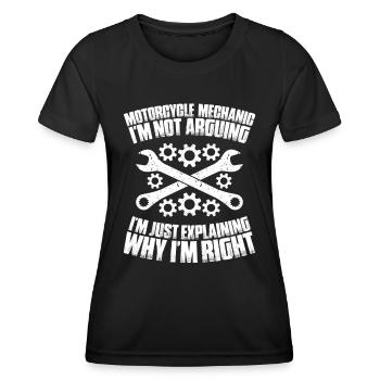 Zweiradmechatroniker Motorrad Motorcycle Mechanic - Frauen Funktions-T-Shirt - Schwarz - Vorne - AI Model Female 172 light (172cm)