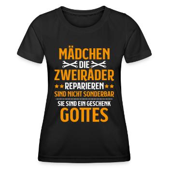 Zweiradmechatroniker Motorrad Motorcycle Mechanic - Frauen Funktions-T-Shirt - Schwarz - Vorne - AI Model Female 172 light (172cm)