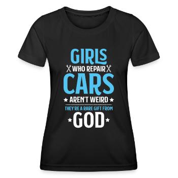 Ingénieur en mécatronique automobile Mécanicien automobile Mécanicien automobile - T-shirt sport Femme - noir - Devant - AI Model Female 172 light (172cm)