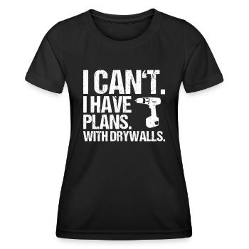 Drywall fitter Drywaller - Women's Functional T-Shirt - black - Front - AI Model Female 172 light (172cm)