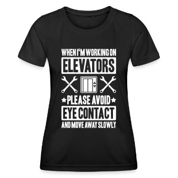 Aufzugsmonteur Aufzugsmechaniker Elevator Mechanic - Frauen Funktions-T-Shirt - Schwarz - Vorne - AI Model Female 172 light (172cm)