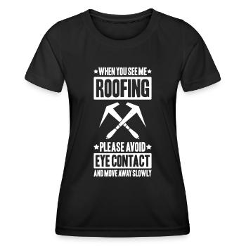 Dachdecker Dachdeckerei Dachdecken Roofer Roofing - Frauen Funktions-T-Shirt - Schwarz - Vorne - AI Model Female 172 light (172cm)