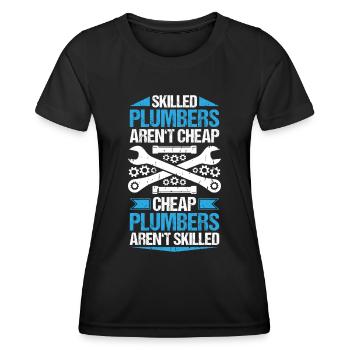 Usine mécanicien plombier plombier chauffage sanitaire - T-shirt sport Femme - noir - Devant - AI Model Female 172 light (172cm)