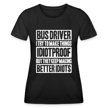 Chauffeur d’autobus Chauffeur d’autobus scolaire Busman - T-shirt sport Femme - noir - Devant - AI Model Female 172 light (172cm)