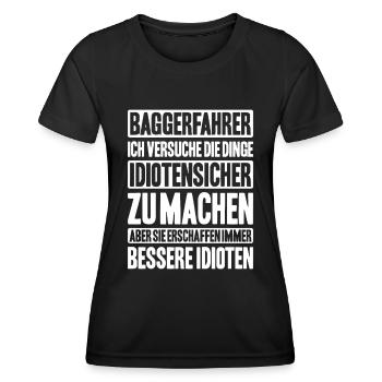 Baggerfahrer Baggerführer Heavy Equipment Operator - Frauen Funktions-T-Shirt - Schwarz - Vorne - AI Model Female 172 light (172cm)