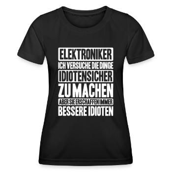 Elektroniker Elektriker Electrician Lineman - Frauen Funktions-T-Shirt - Schwarz - Vorne - AI Model Female 172 light (172cm)