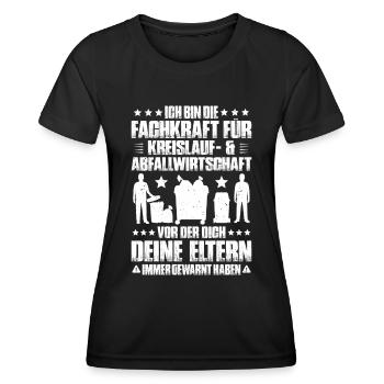 Fachkraft für Kreislauf- und Abfallwirtschaft - Frauen Funktions-T-Shirt - Schwarz - Vorne - AI Model Female 172 light (172cm)