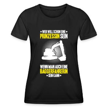 Baggerfahrer Baggerführer Heavy Equipment Operator - Frauen Funktions-T-Shirt - Schwarz - Vorne - AI Model Female 172 light (172cm)