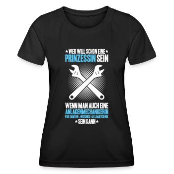 Anlagenmechaniker Klempner Plumber Sanitär Heizung - Frauen Funktions-T-Shirt - Schwarz - Vorne - AI Model Female 172 light (172cm)