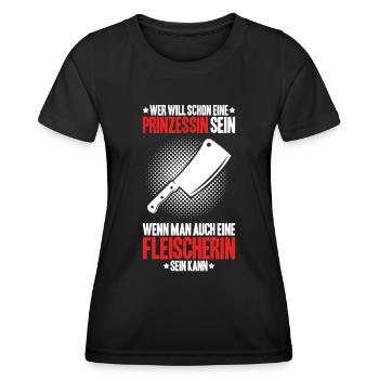 Fleischer Metzger Fleischerei Metzgerei Butcher - Frauen Funktions-T-Shirt - Schwarz - Vorne - AI Model Female 172 light (172cm)
