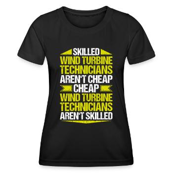 Service Technician Wind Turbines Wind Energy - Women's Functional T-Shirt - black - Front - AI Model Female 172 light (172cm)